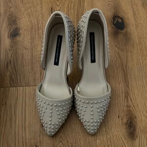 French Connection Women's Cream Studded Heels
